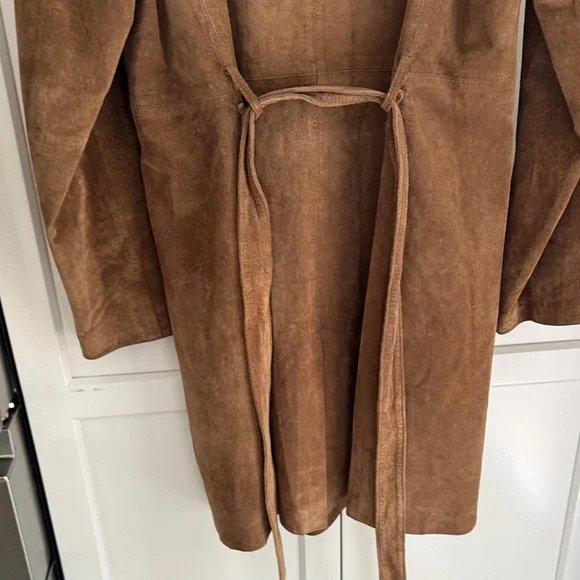 Arden B Vintage Long Brown Suede Trench Coat - Picture 5 of 7